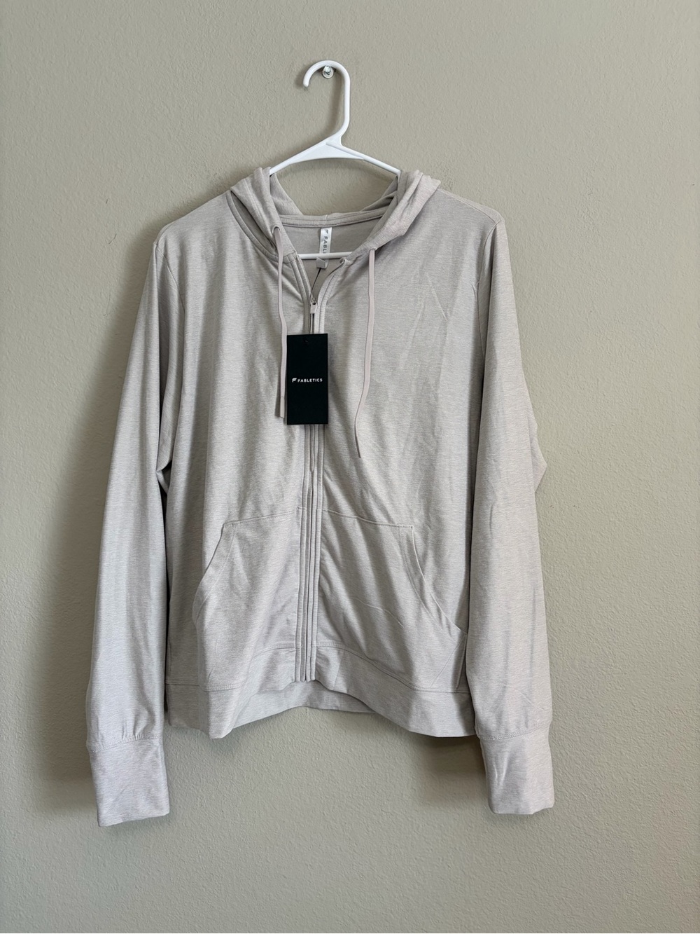 Fabletics Cloud Jersey Full Zip Hoodie in Light Sand Heather size large NEW